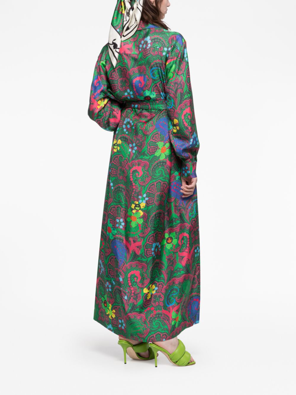 - Paisley Print Long Wrap Dress