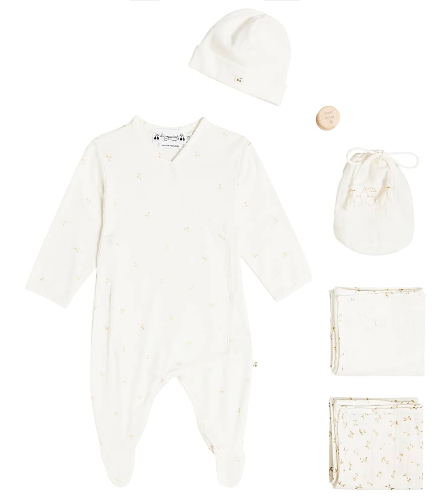 Baby Set aus Strampler, Mütze, zwei Decken und Milchzahndose
