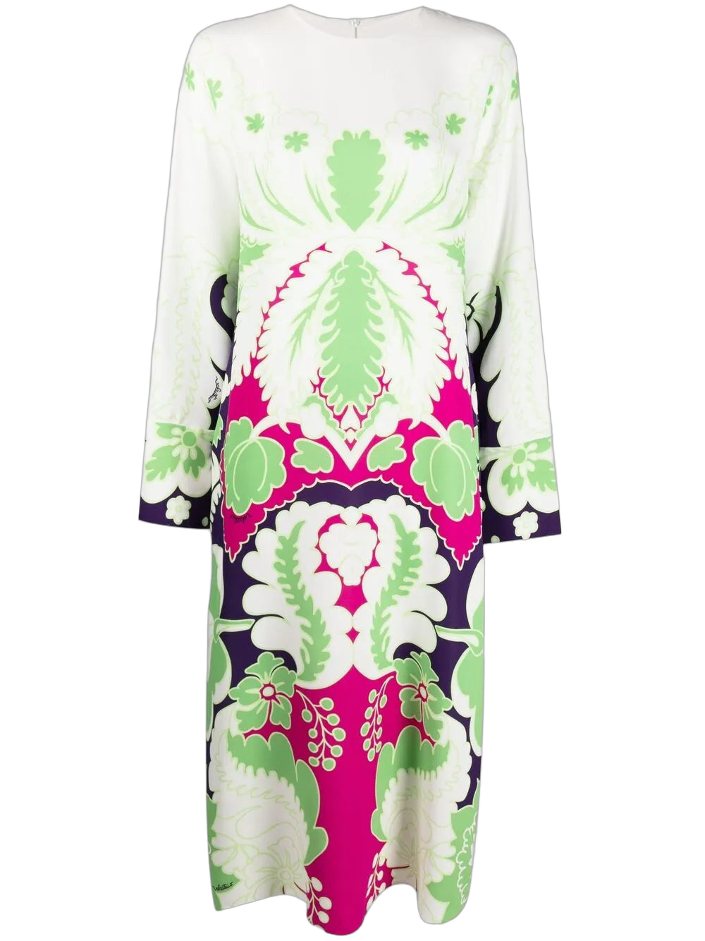 Floral Print Silk Dress — White