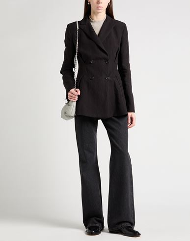 Woman Blazer Black Size 4 Linen