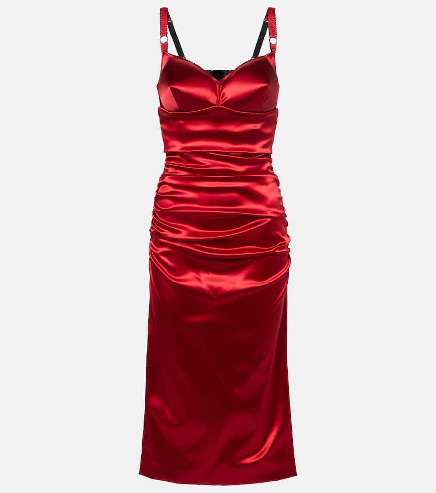 Ruched satin midi dress