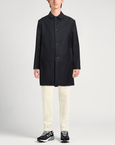 Maison Kitsuné Man Overcoat & Trench Coat Navy Size XL Cotton