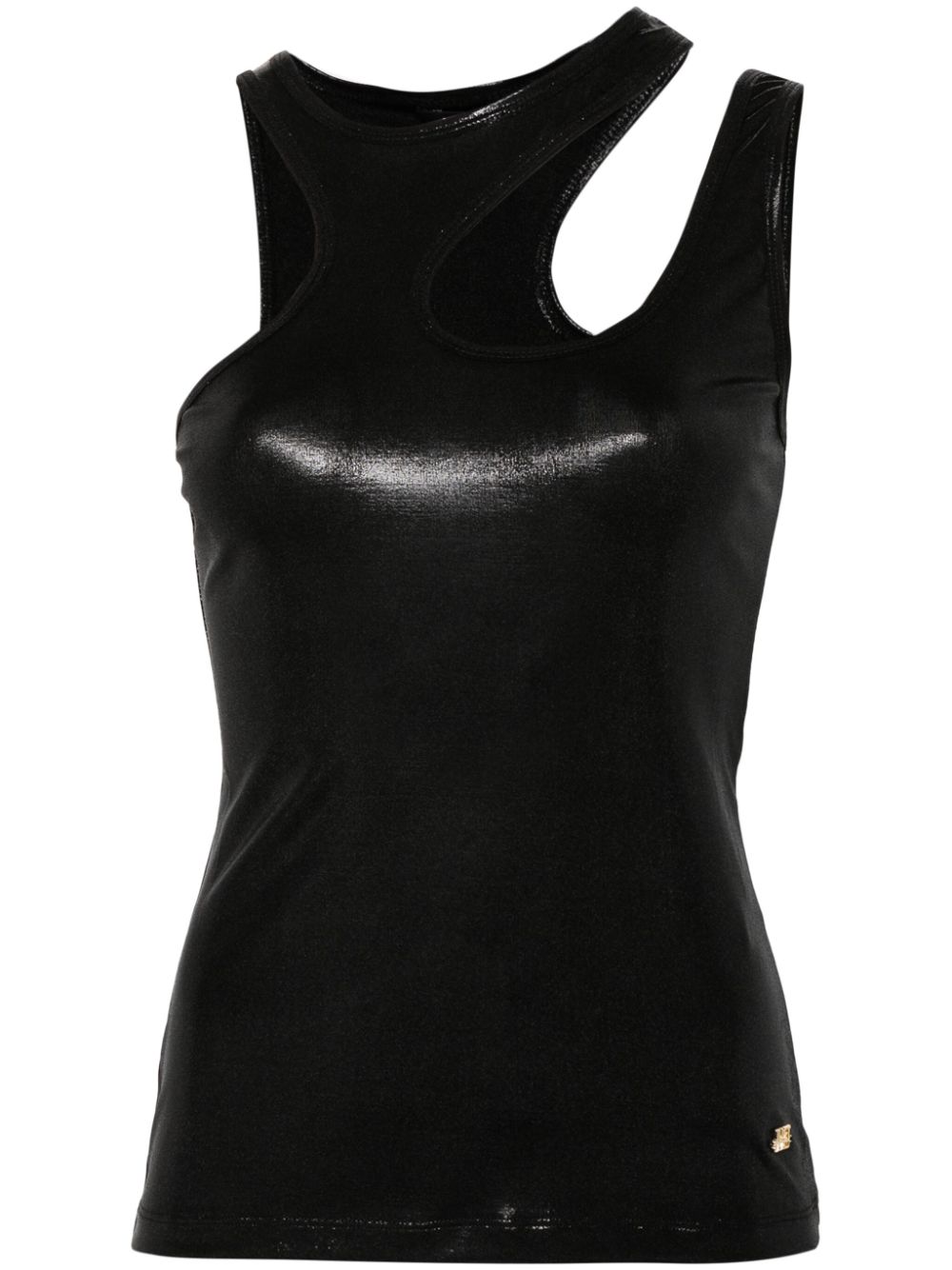 Cut-out lamé top - Black