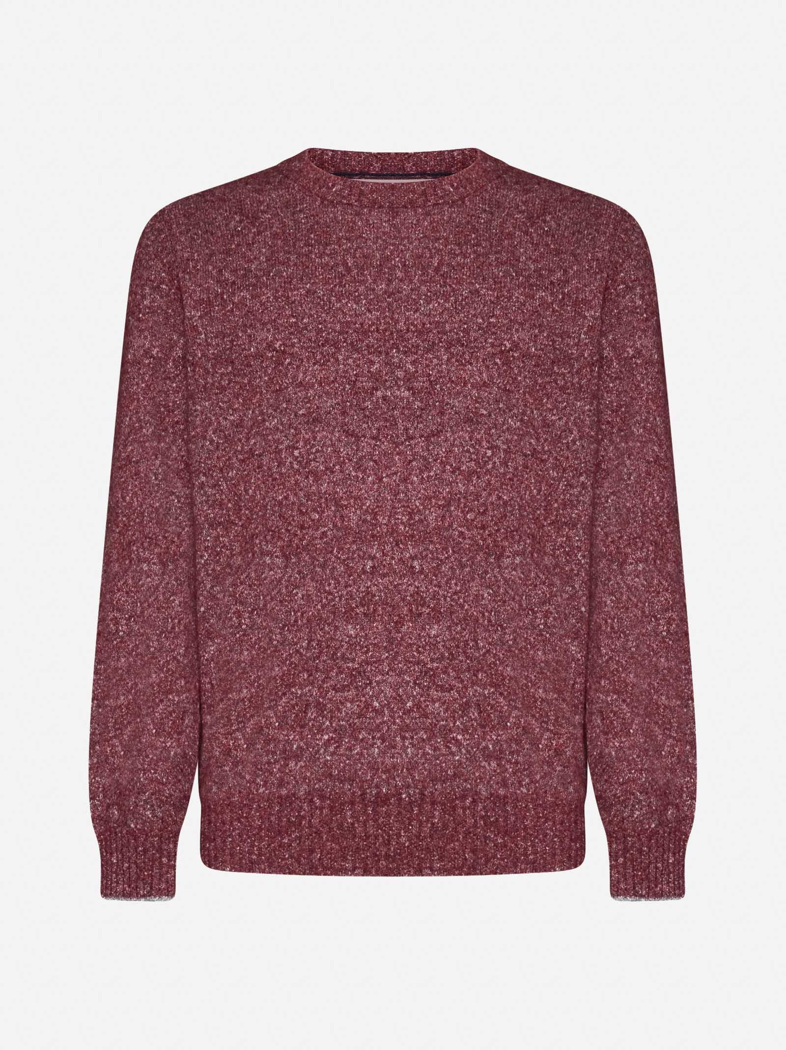 Mélange-effect crew-neck jumper - Red