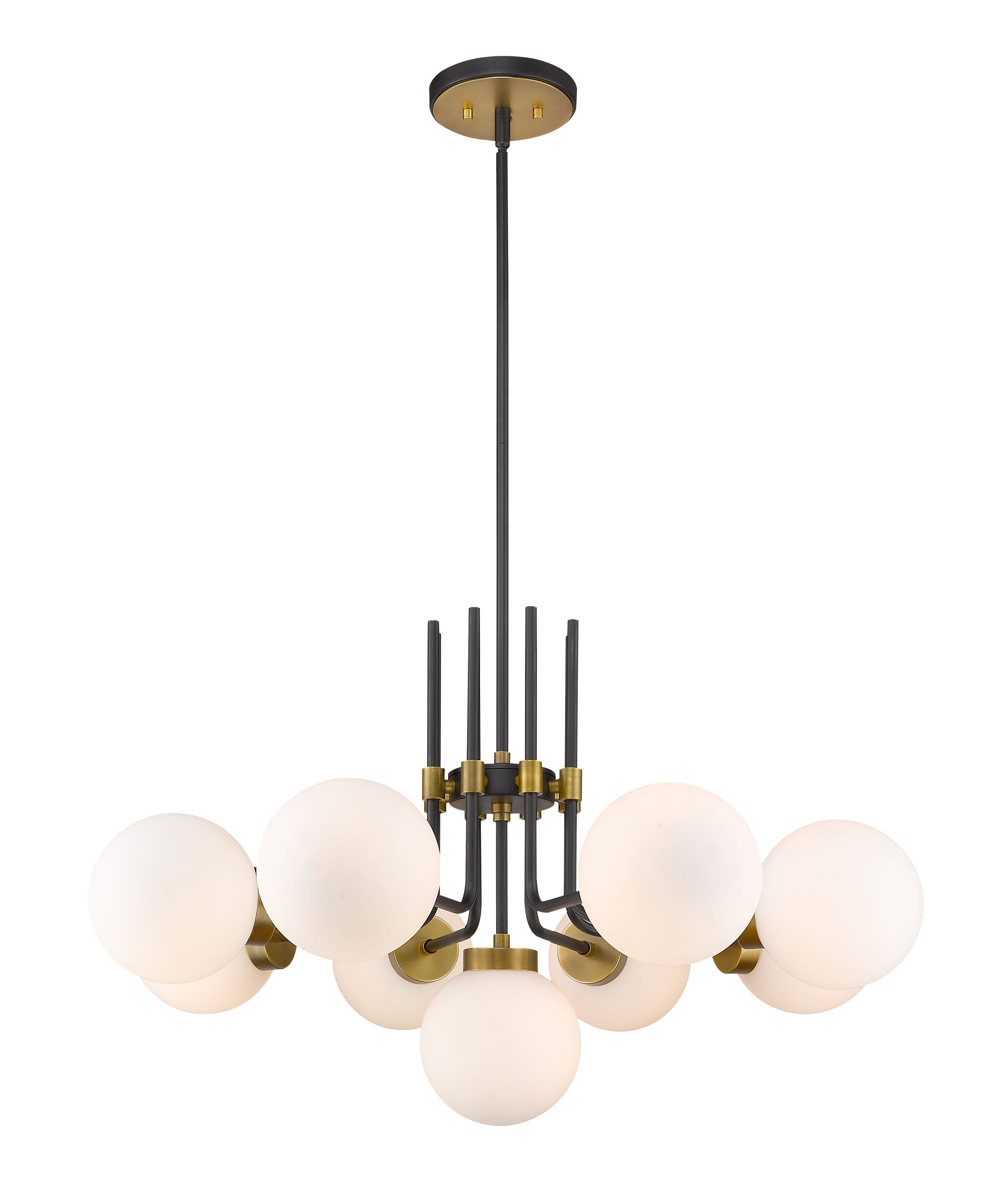Parsons 9-Light Chandelier In Matte Black With Olde Bra