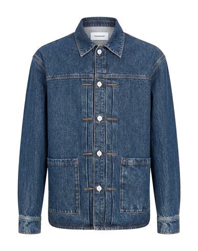 Man Denim outerwear Blue Size M Cotton