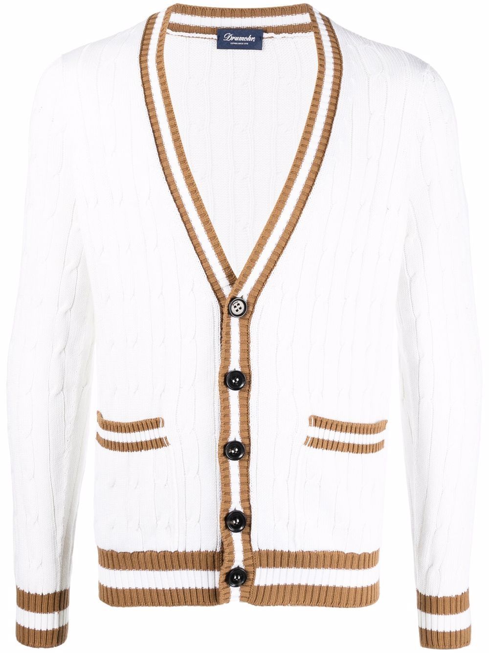 Cable knit cardigan - White