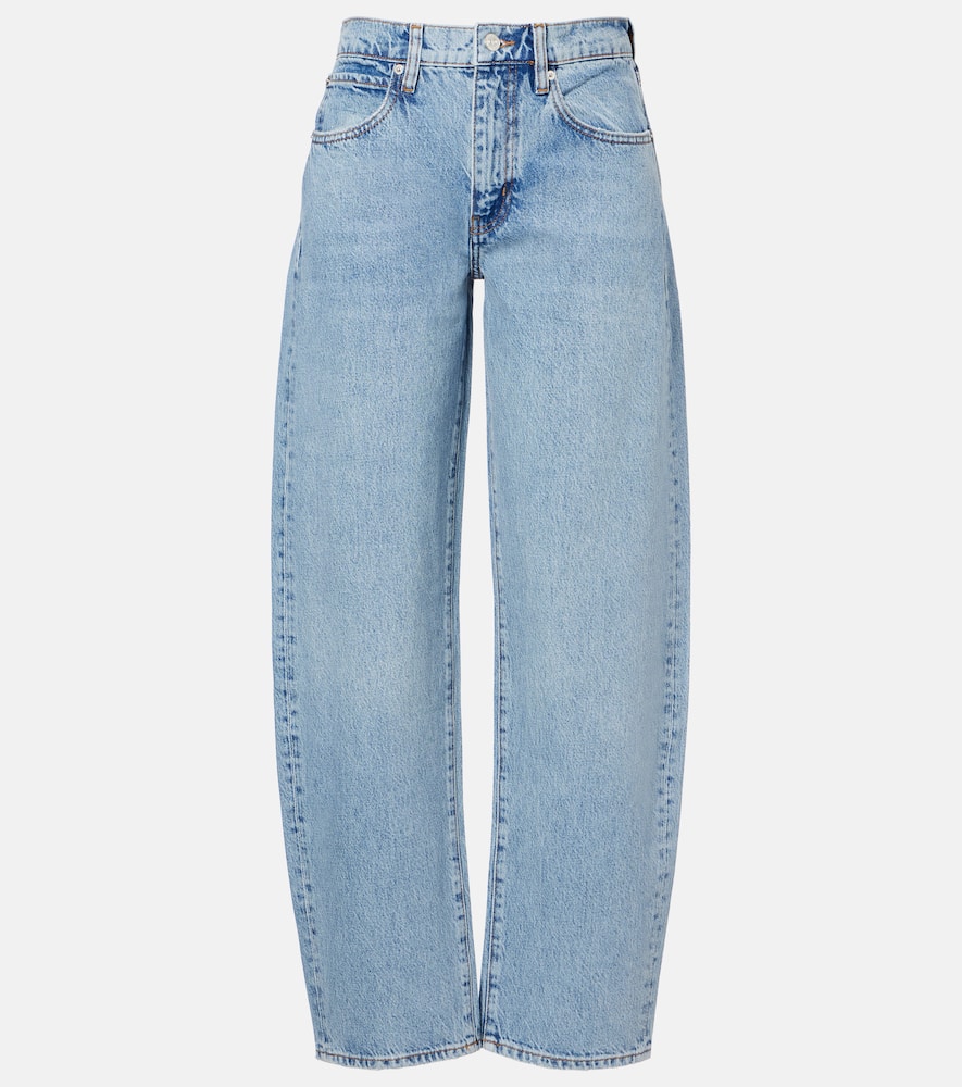 Low Slung mid-rise barrel-leg jeans