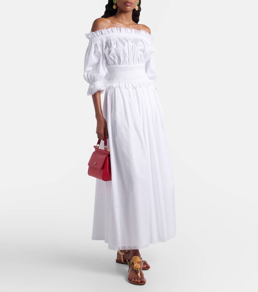 Cotton poplin midi skirt
