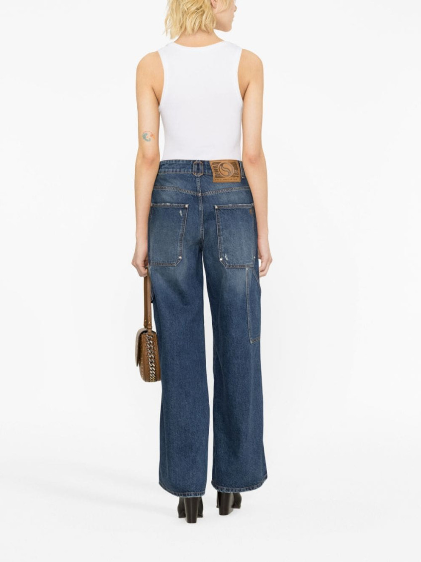 Blue Wide Leg Denim Jeans