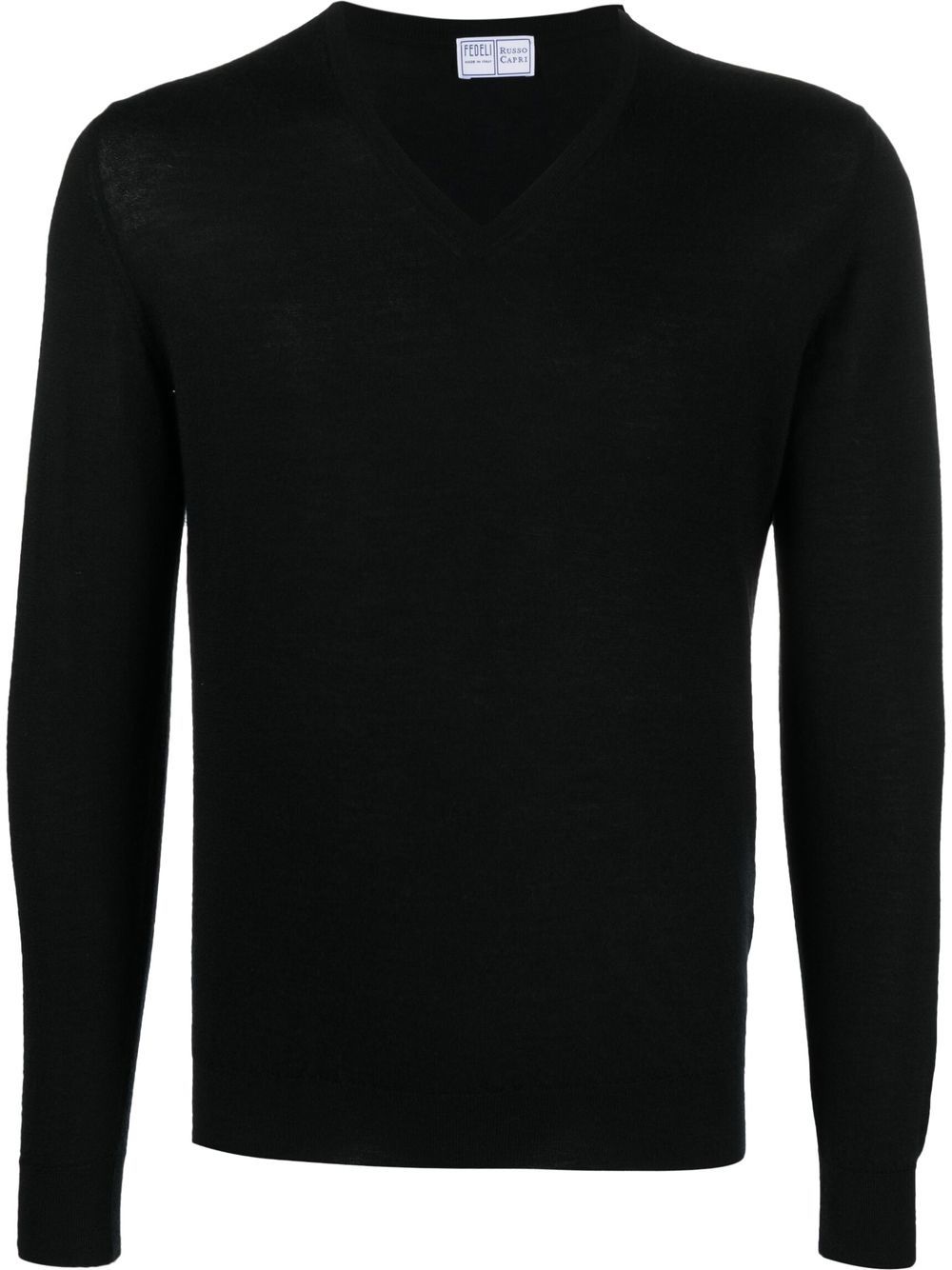 V-neck long-sleeve jumper - Black