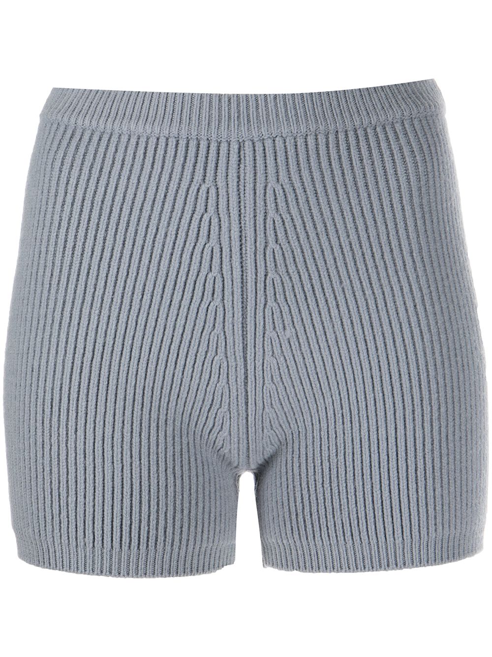 Ribbed-knit wool shorts