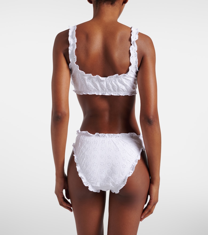 Broderie anglaise ruffled bikini top