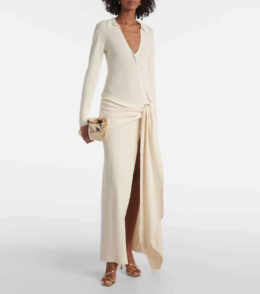 Saros draped cotton-blend maxi dress