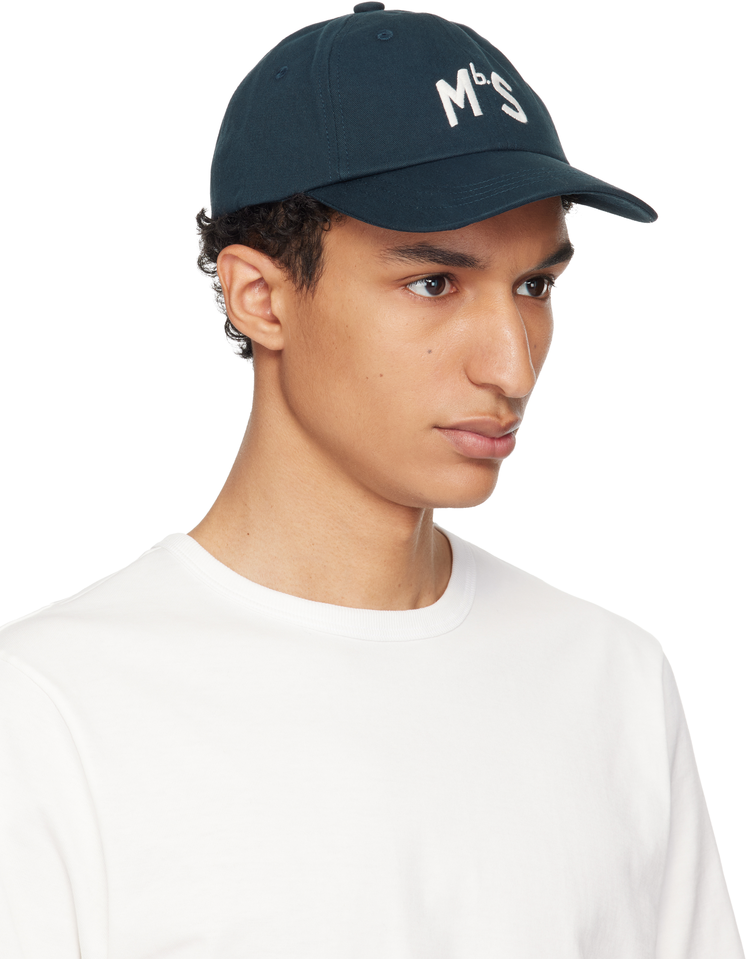 Navy 'MbS' Logo Cotton Twill Cap