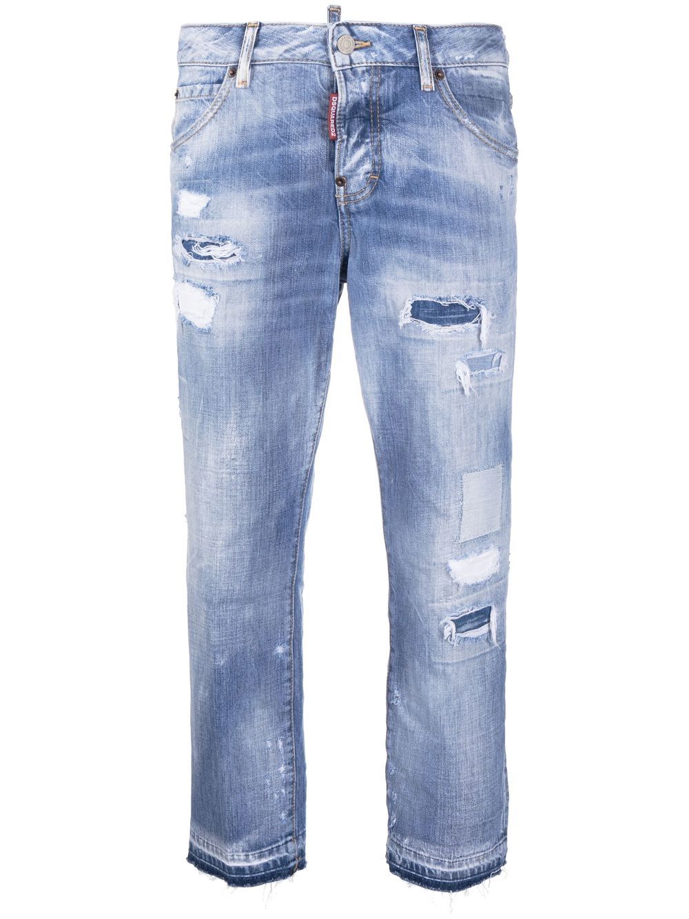 Distressed cropped jeans - Blue