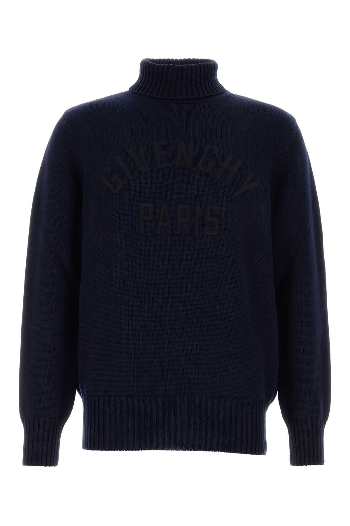 Logo-Embroidered Cotton Sweater — Navy