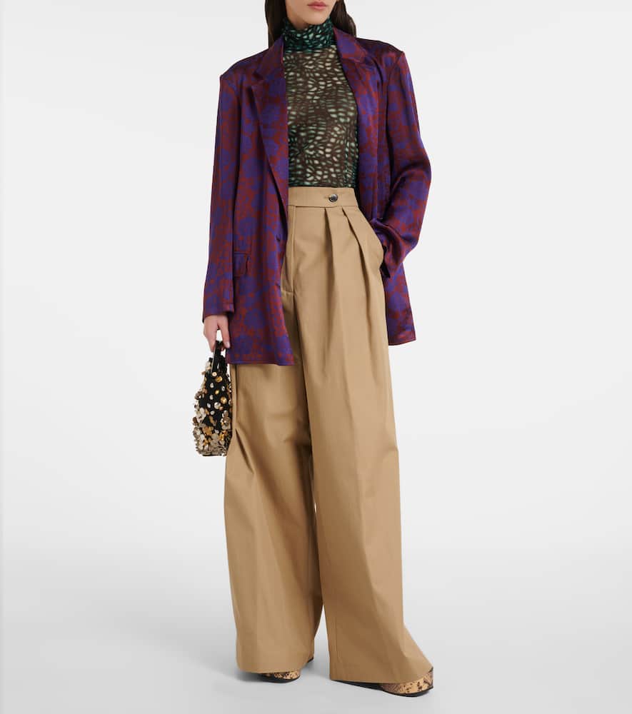 Low-rise cotton twill wide-leg pants