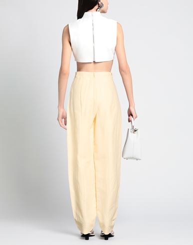 Woman Pants Pastel yellow Size 4 Linen, Cotton
