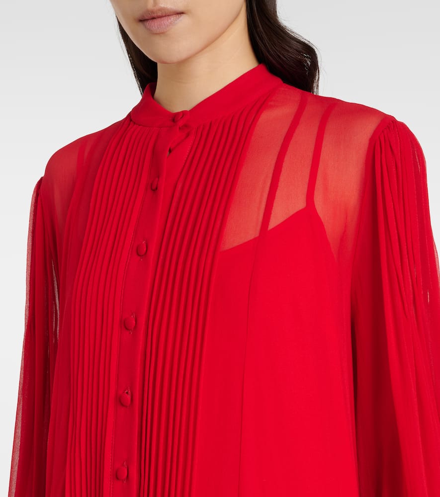 Clarinda pleated silk georgette maxi dress