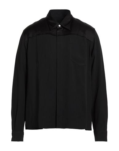 Man Shirt Black Size 16 Acetate, Viscose