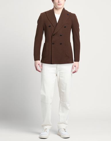 Man Blazer Brown Size 38 Polyester, Cotton, Elastane