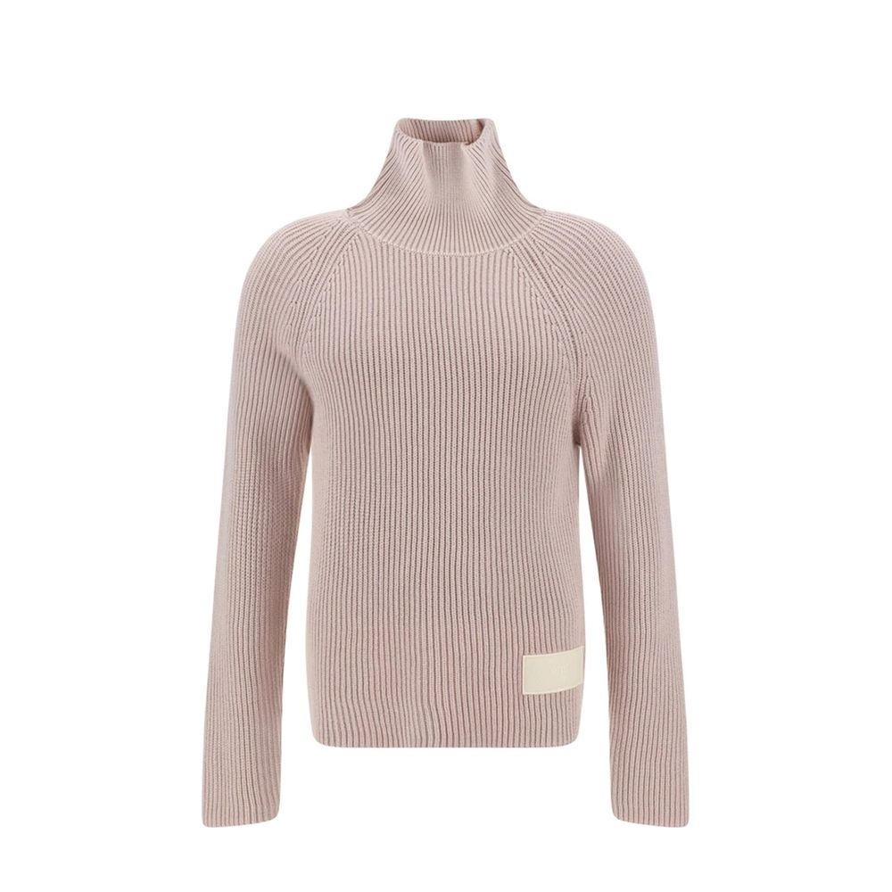 Ribbed Cotton-Wool Turtleneck — Beige