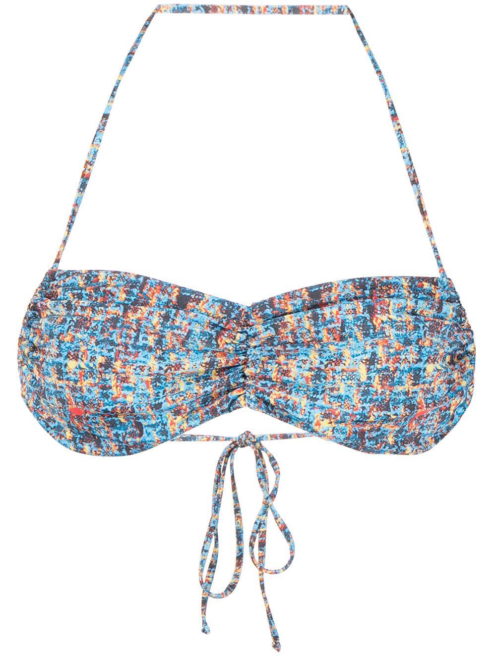 Halle tweed-print bikini top - Blue