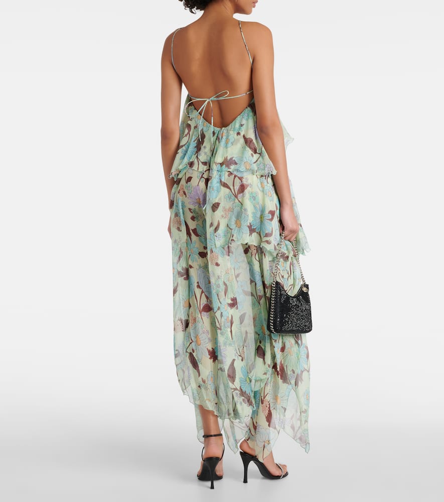 Tiered printed silk maxi dress