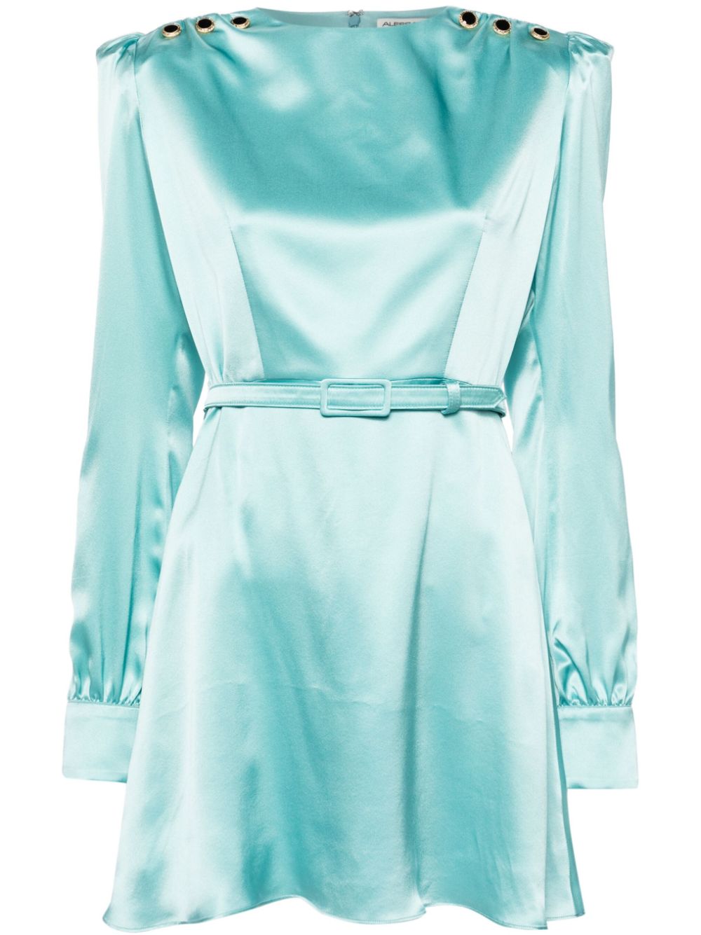 Belted silk minidress - Blue
