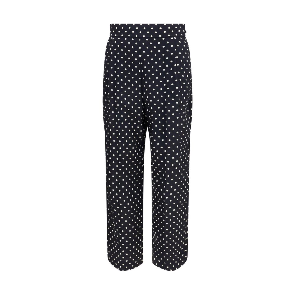 Polka-Dot Silk Trousers — Black
