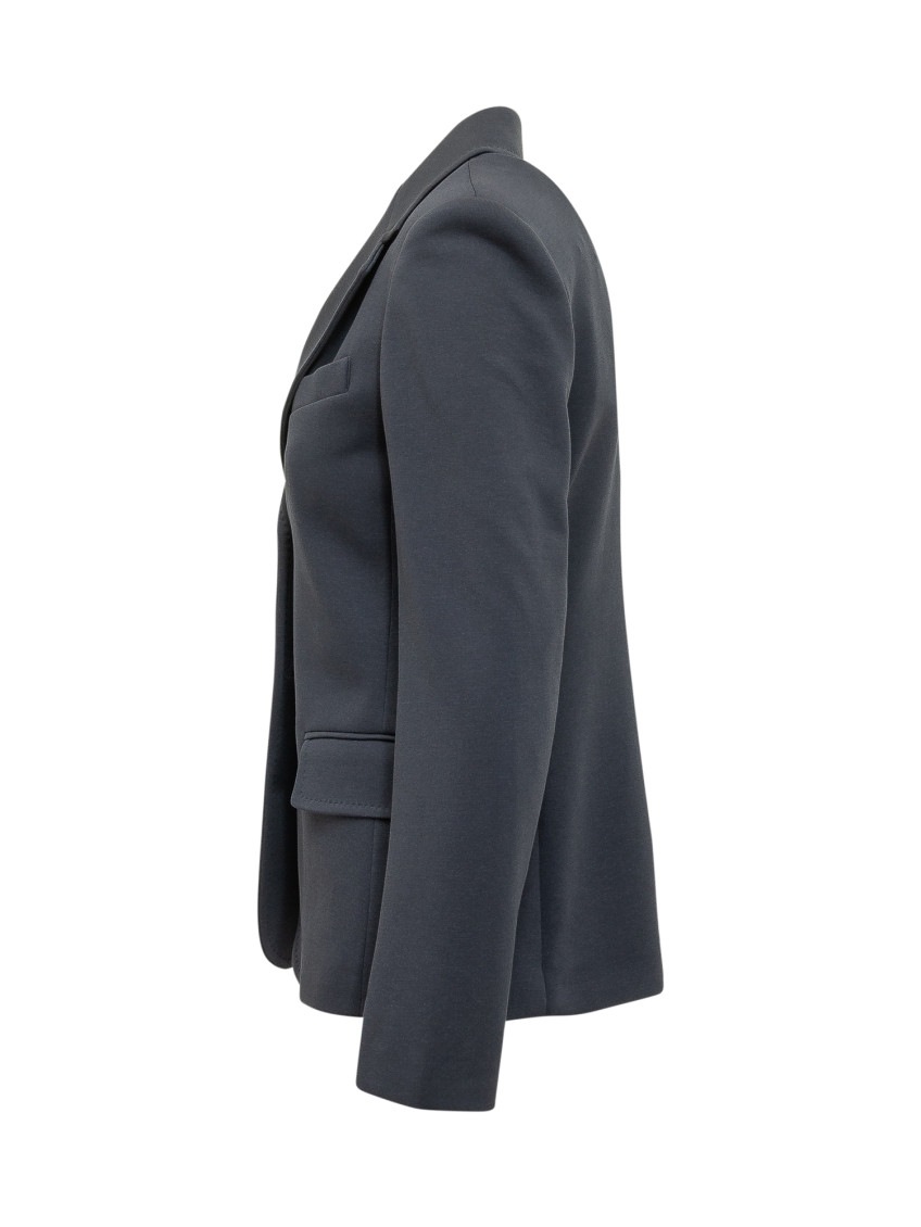 Blue Solid Notched Lapel Blazer