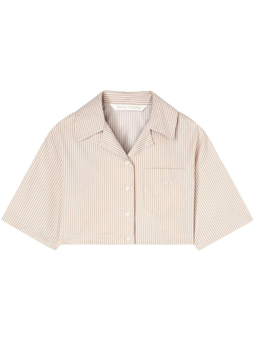 Logo cropped shirt - Neutrals