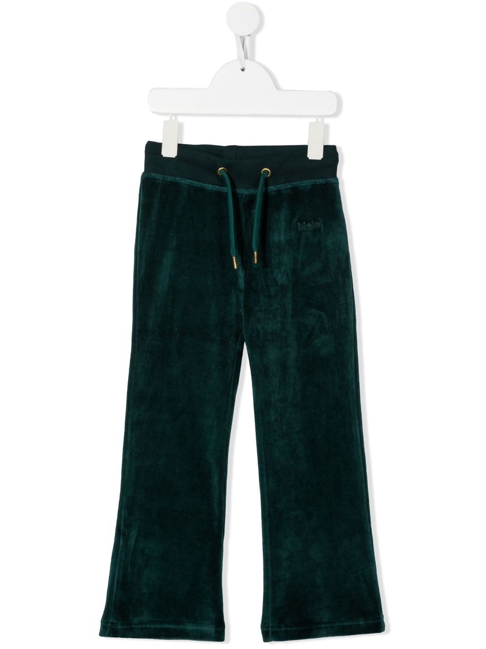 Embroidered-logo velour track pants - Green