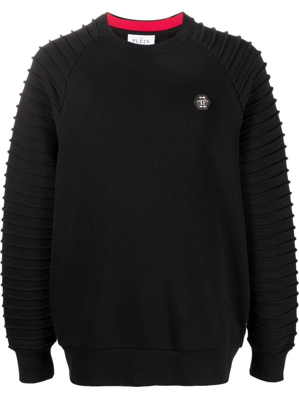 Piped-sleeve logo patch sweatshirt - Black