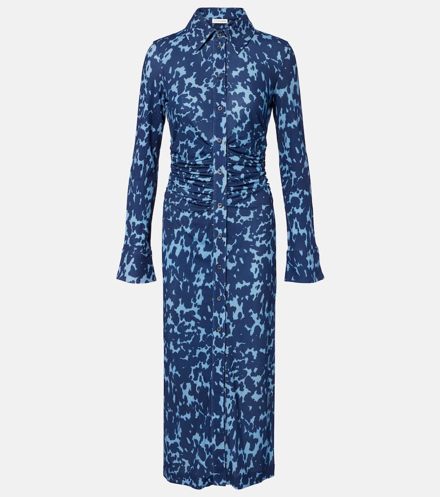 Claudia printed ruched jersey shirt dress