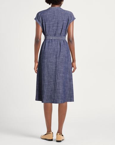 Woman Midi dress Blue Size 10 Polyester, Viscose, Linen