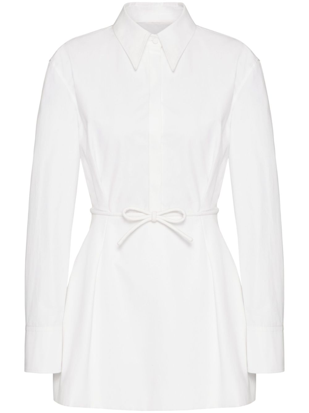 Belted cotton-poplin shirt dress - White