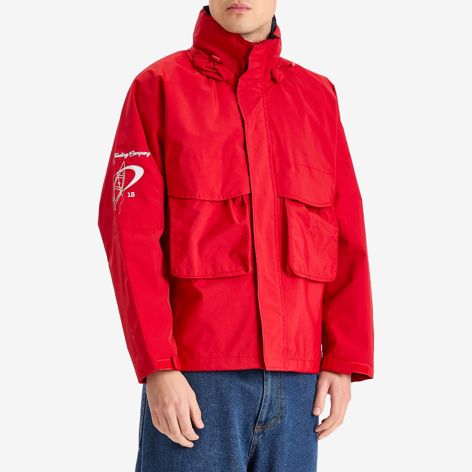 Pop Trading Company Men's Nautical Jacket in Haute Red/Navy