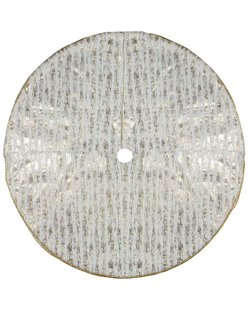 Northlight 48in Ivory And Gold Wood Grain Pattern Christmas Tree Skirt
