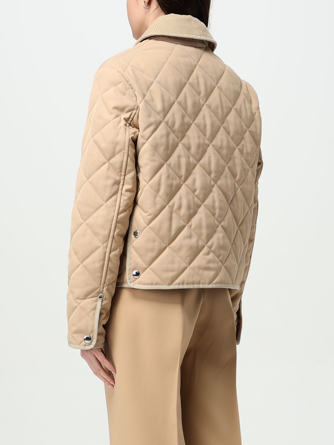 Quilted classic-collar jacket - Neutrals