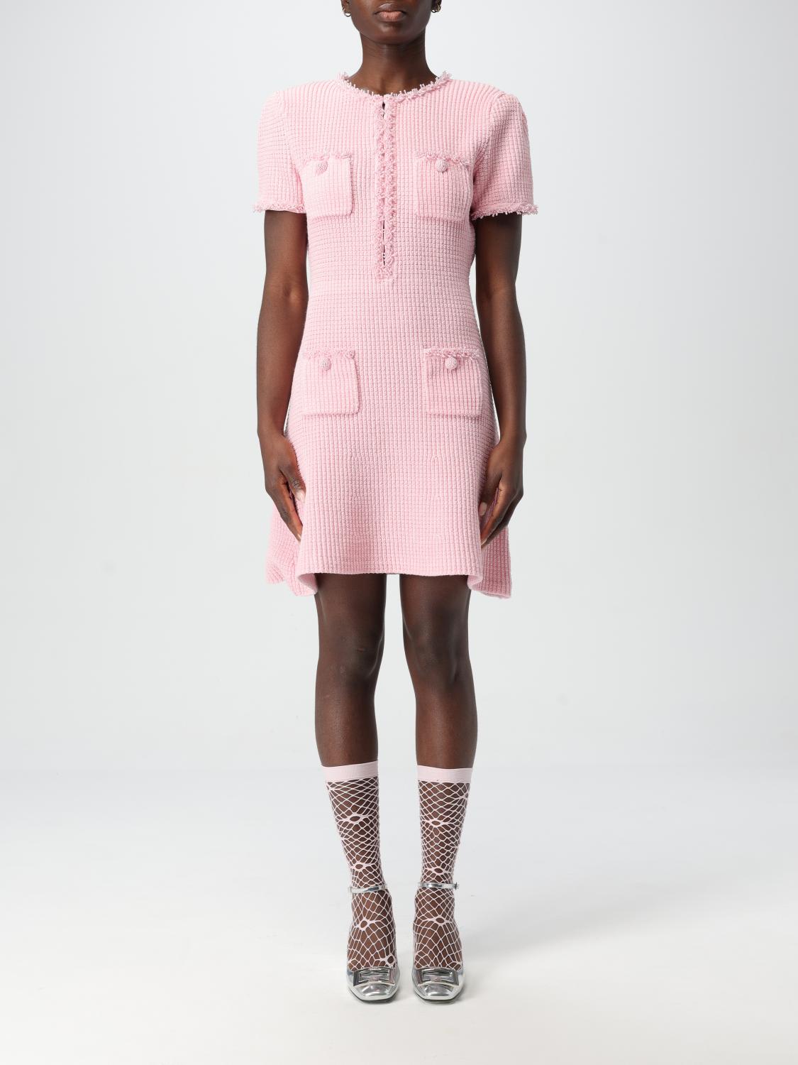Textured-knit mini dress - Pink