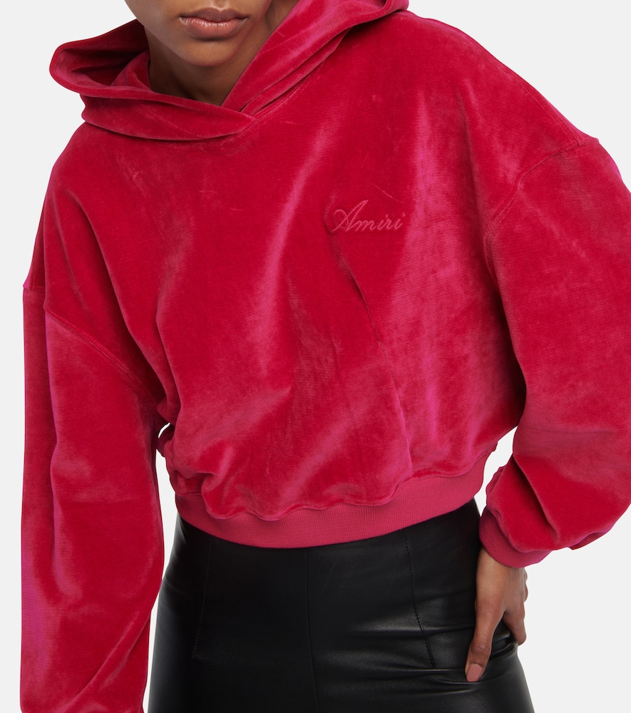 Cropped velour hoodie