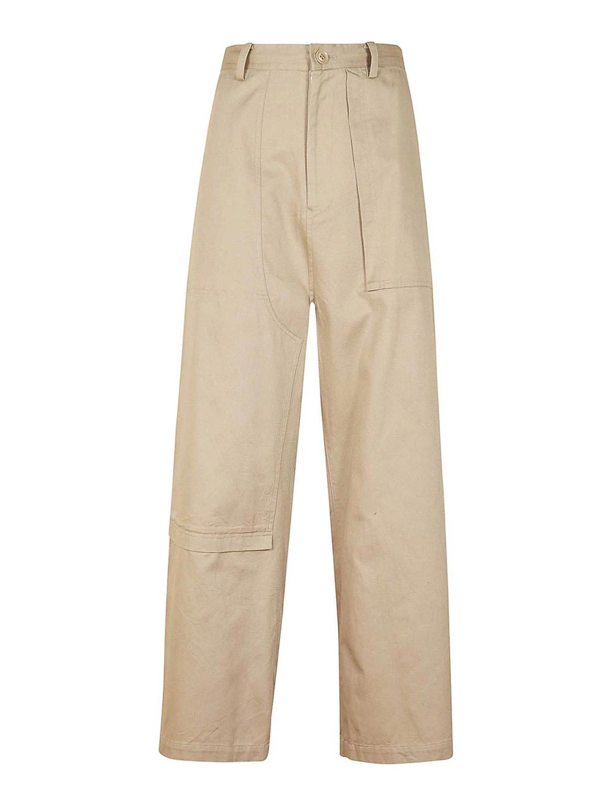 Trousers with asymmetric cuts