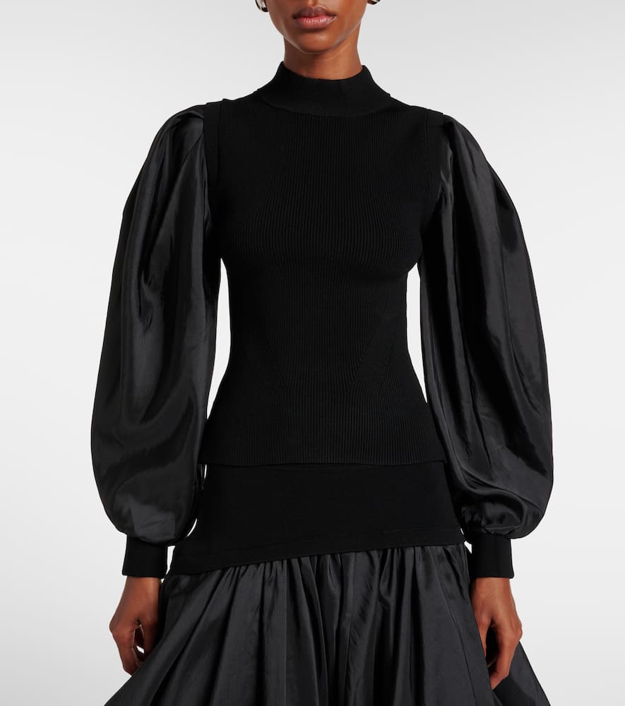 Jackie taffeta-trimmed knitted top