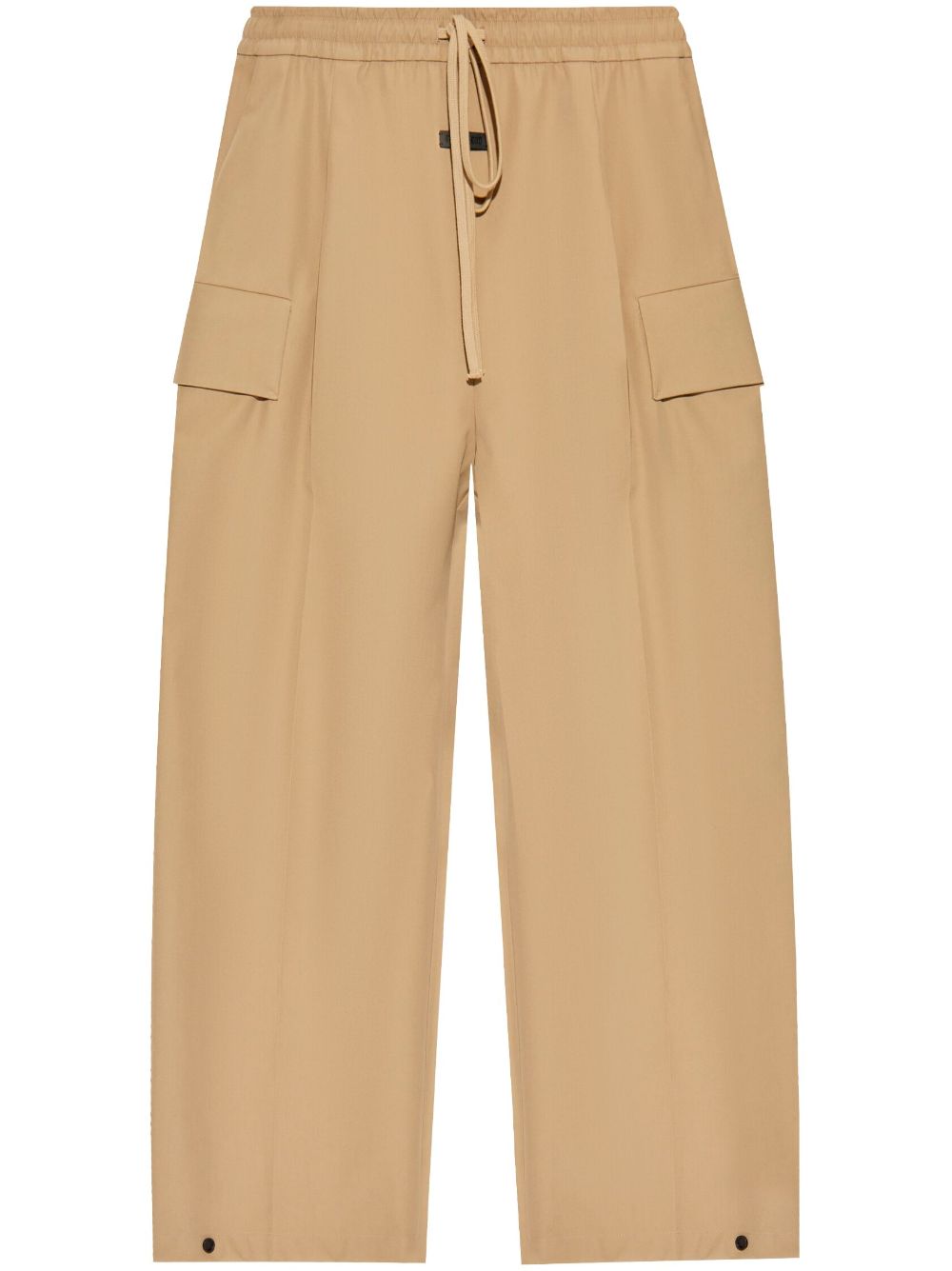 Logo-patch wool trousers - Green