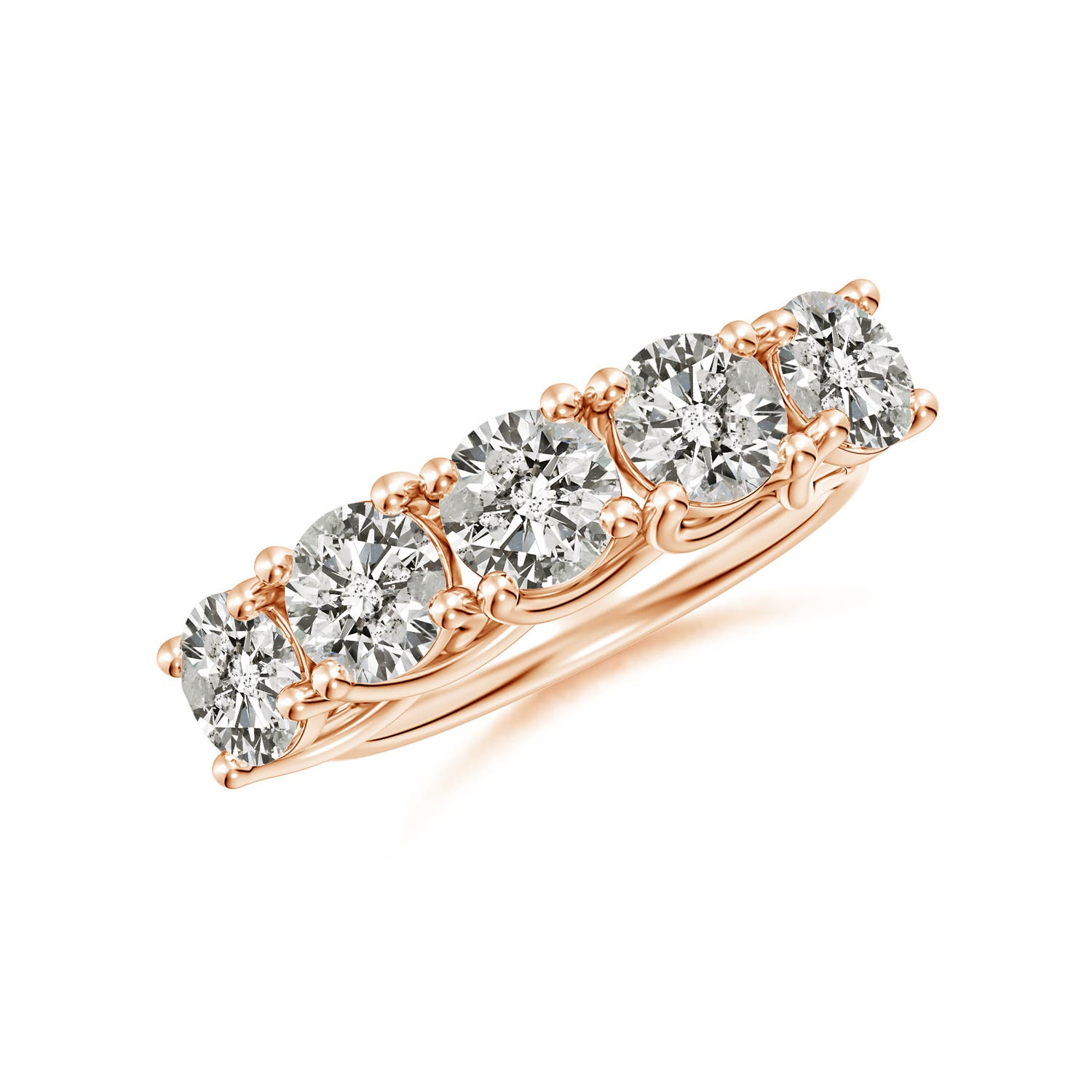 Angara 2.5 Carats Half Eternity Five Stone Diamond Wedding Band in 18K Rose Gold