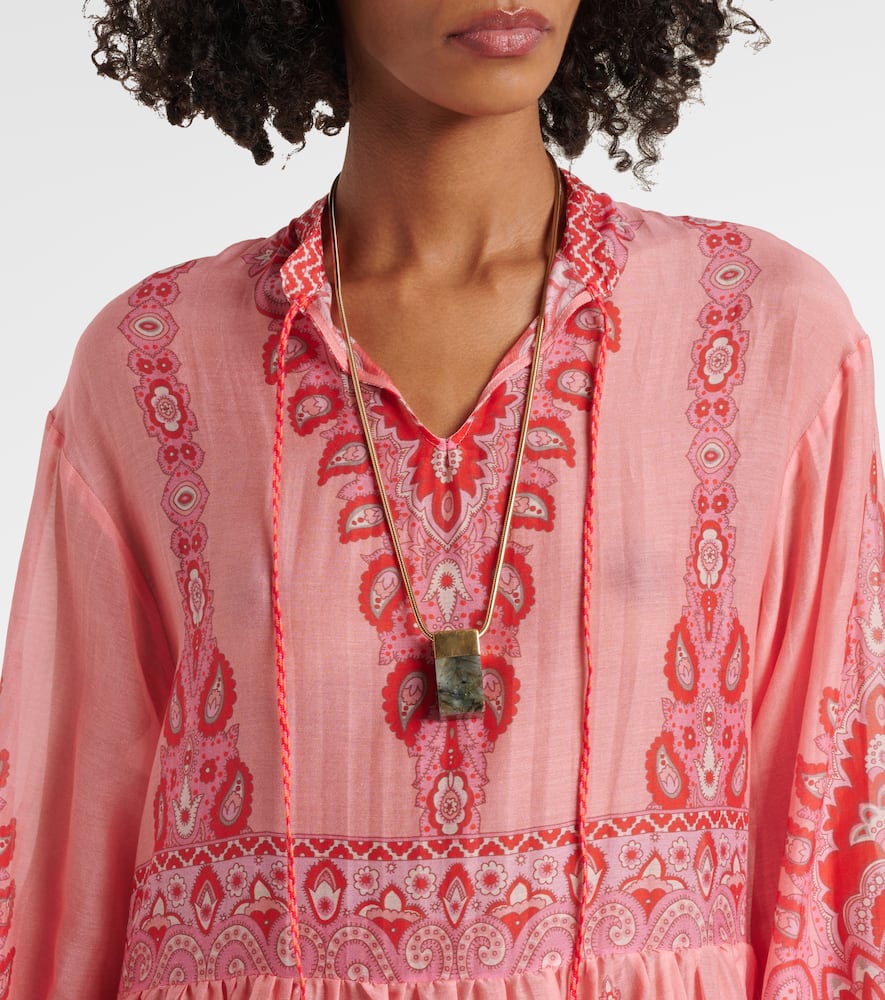 Printed cotton and silk minidress