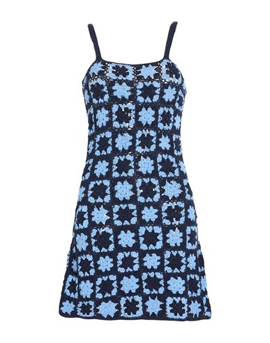 Crochè Woman Mini dress Midnight blue Size XS Cotton