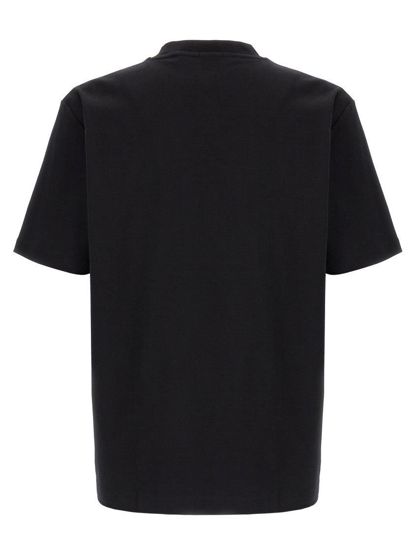 Black Crewneck T-Shirt With Logo Patch On The Front In Cotton Man
